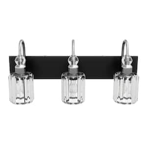 Modern 23.62 in. 3-Light Vanity Light Over Mirror Industrial Sconces Wall Lamp Lighting with Crystal Shades