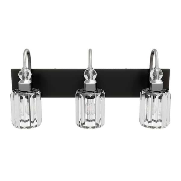aiwen Modern 23.62 in. 3-Light Vanity Light Over Mirror Industrial Sconces Wall Lamp Lighting with Crystal Shades