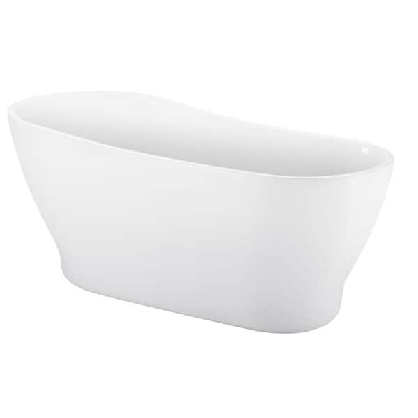 Aoibox Contemporary 59.06 in. x 28.35 in. Soaking Bathtub with Reversible Drain in White