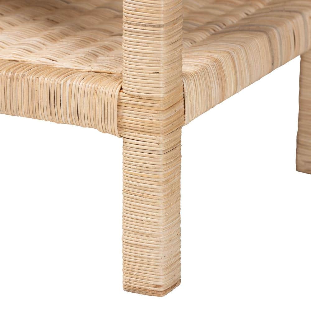 Sumana 25.6 in. Natural Rectangle Wicker Rattan End Table - thumbnail 5