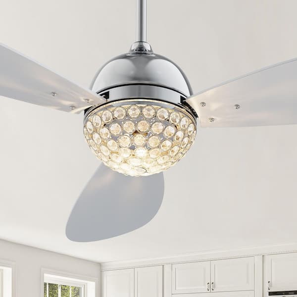 Corvin 52 in. Dimmable LED Indoor Chrome Smart Ceiling Fan with Crystal Light and Remote, Works with Alexa/Google Home