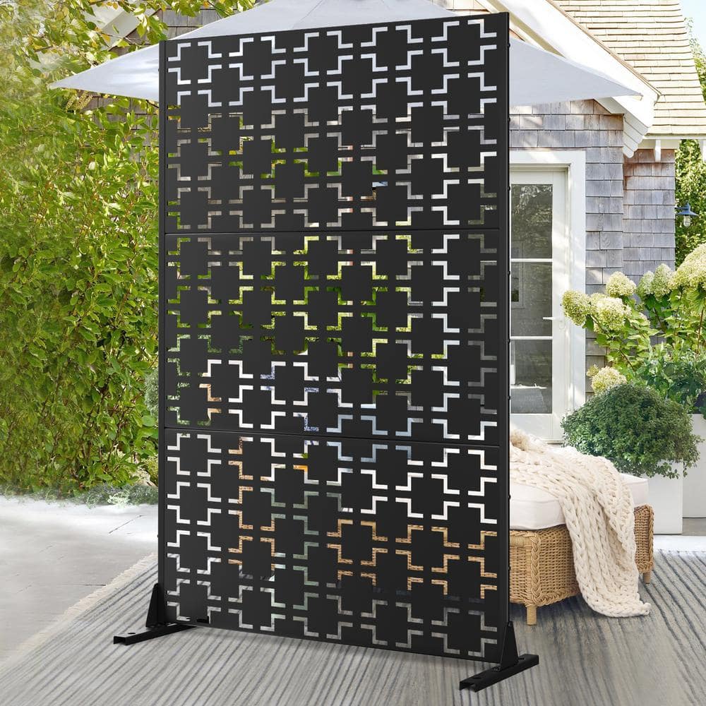 72 in. x 47 in. Outdoor Metal Privacy Screen Garden Fence in Square Pattern
