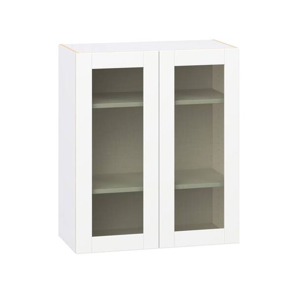 Timberline 30 in. W x 14 in. D x 35 in. H Assembled Glass Door Wall Kitchen Cabinet in Bright White