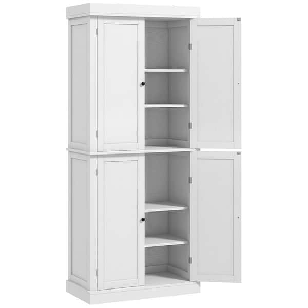 Unbranded 30 in. W x 14 in. D x 72.4 in. H White Freestanding Linen Cabinet with 4 Doors and Adjustable Shelves