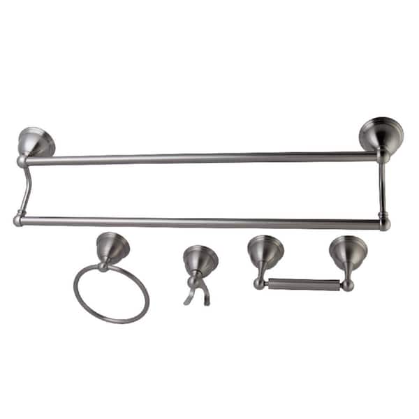 Kingston Brass Traditional 4-Piece Bath Hardware Set in Brushed Nickel