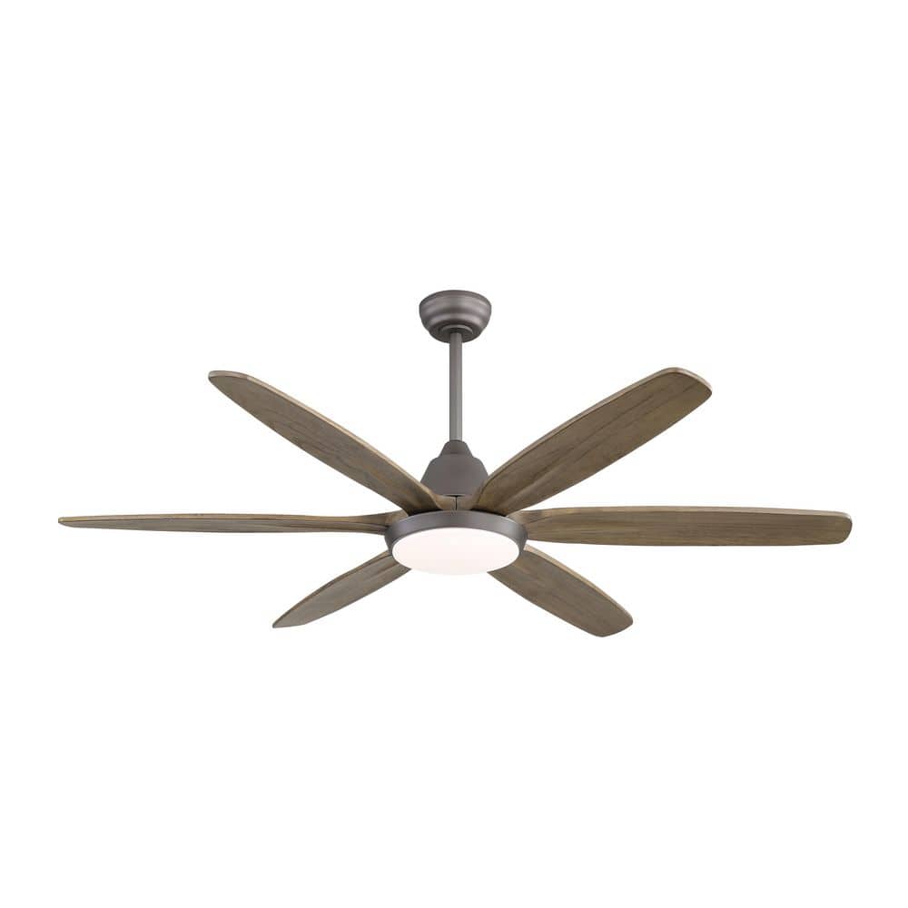 60 in. (5 ft.) Indoor Charcoal Gray Housing And Wood Blades Ceiling Fan with LED light Remote With Remote Included price history on PriceWatchPro