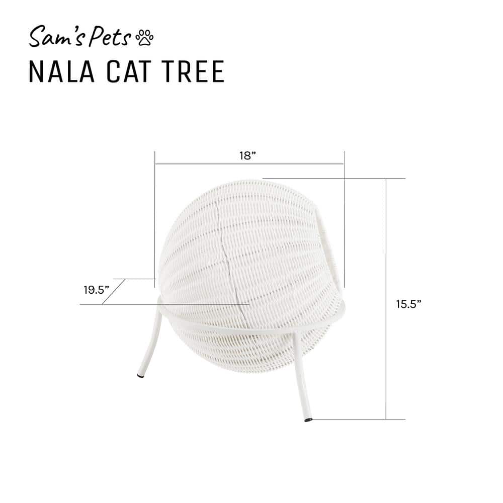 Nala White Wicker Cat Condo with Plush Cushion