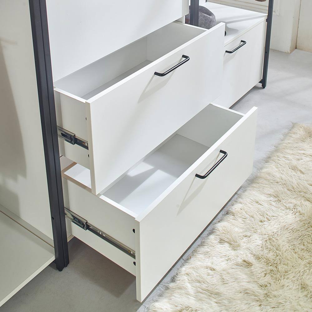 Fiona White and Black Freestanding Closet System with Drawers