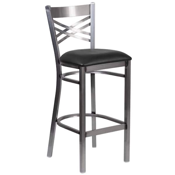 Carnegy Avenue 29 in. Black Vinyl Seat/Clear Coated Metal Frame Bar Stool - 2 pack