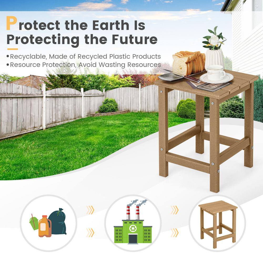 14'' Brown HDPE Weather-Resistant Adirondack Side Table