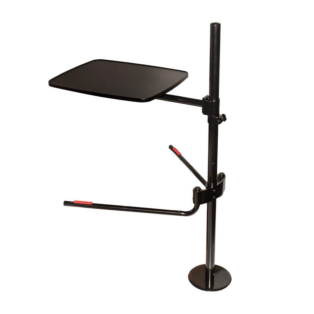 Adjustable Black Overbed Table with Swivel Tray
