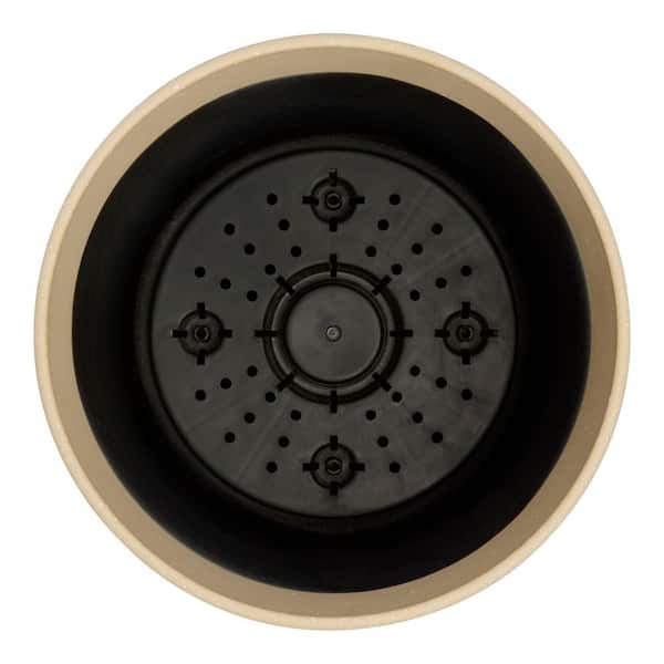 8 in. W x 6.4 in. H Candace Sand Pedestal Resin Decorative Pot with Drainage Holes