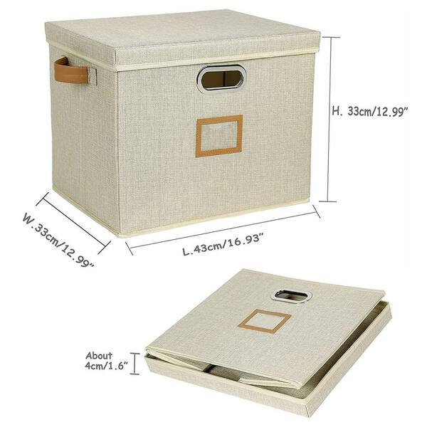 Unbranded - 40 qt. Fabric Collapsible Storage Bin with Lid Beige (2-Pack)
