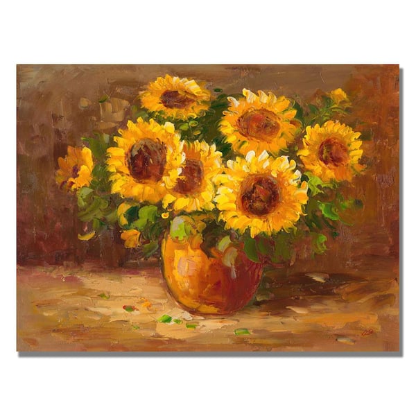 Trademark Fine Art Canvas Art by Sunflowers Still Life Nature Wall Art 32 in. x 24 in.