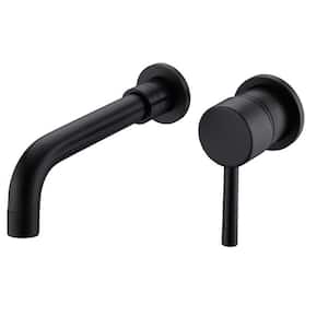 Single Handle Wall Mount Faucet with 360-Degrees Rotating Spout in Matte Black