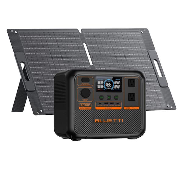 1000W Continuous/2000W Peak Output Power Station AC70P LiFePO4 Battery Solar Generator with 100W Solar Panel