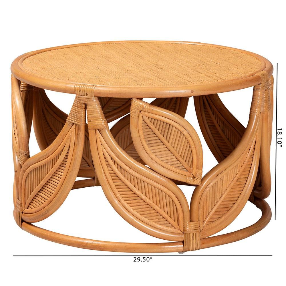 Raflesia Light Honey Round Rattan Bohemian Coffee Table