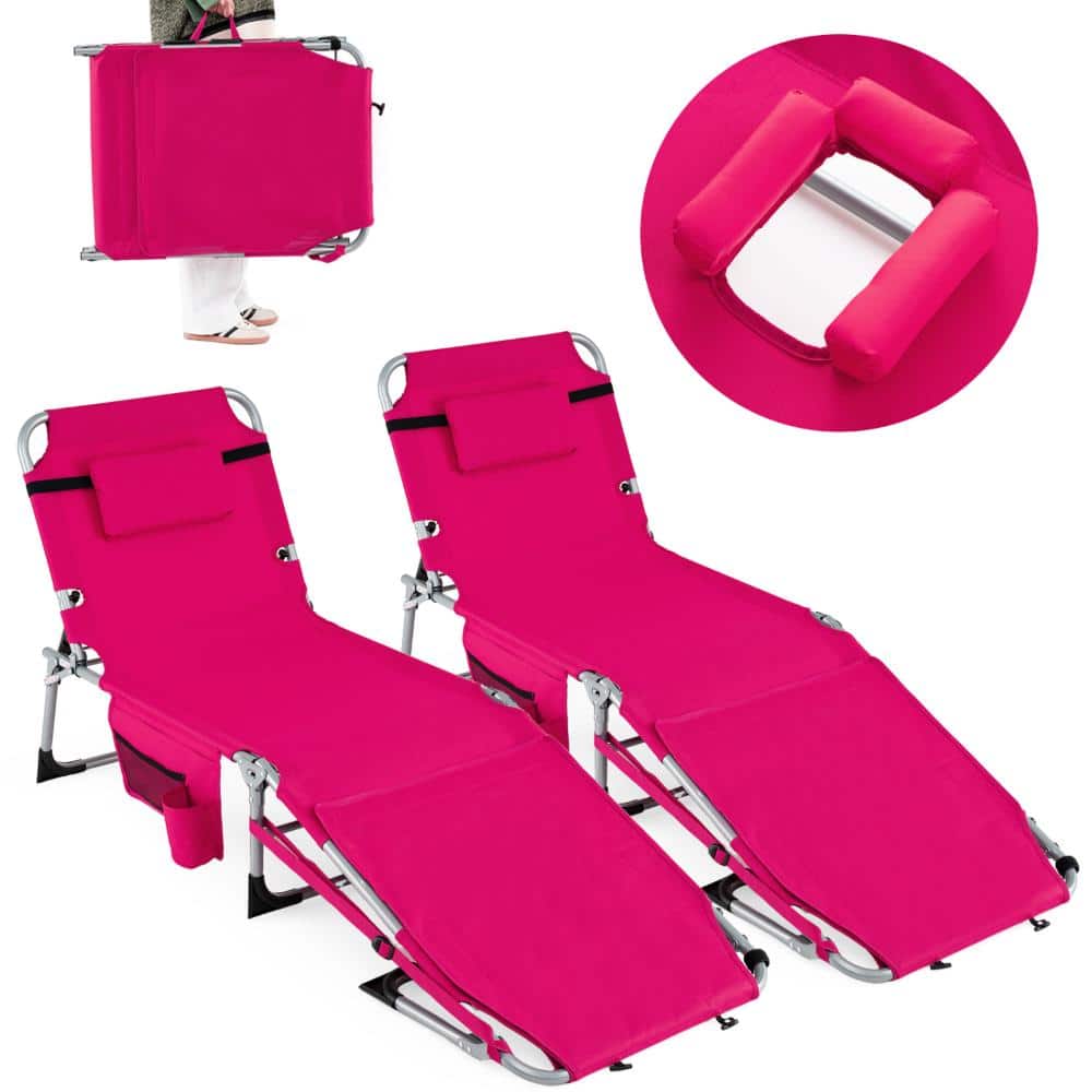 Set of 2 Folding Tanning Chairs with Face and Arm Holes, 4-Level Backrests and 330 lb. Capacity, Pink price history on PriceWatchPro