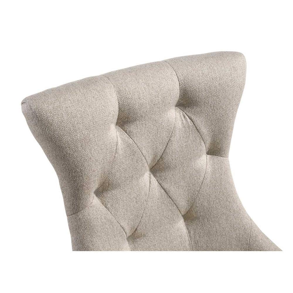 Elegant Beige Upholstered Dining Side Chair with Reclaimed Gray Wood Frame
