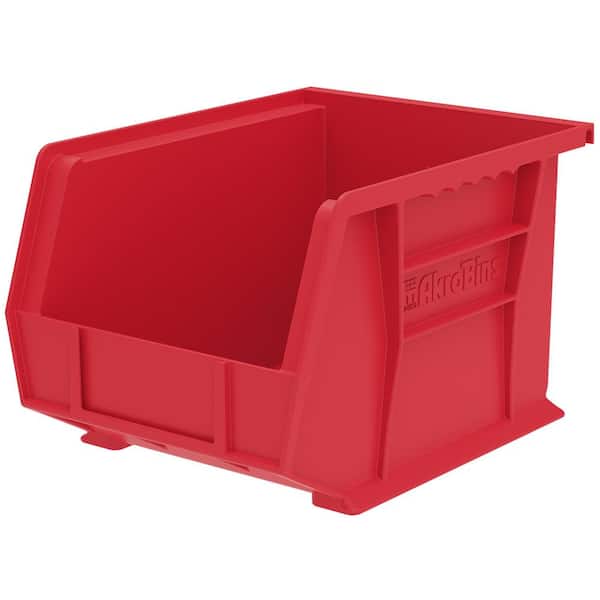 Akro-Mils AkroBin 8.1 in. 50 lbs. Storage Tote Bin in Red with 1.8 Gal. Storage Capacity (6-Pack)