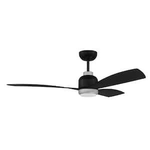 Donovan 52 in. Indoor/Outdoor Flat Black/Painted Nickel Ceiling Fan, Smart Wi-Fi Enabled Remote and Integrated LED Light