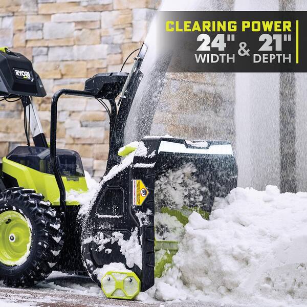 RYOBI 40V HP Brushless Cordless Electric 24 in Self Propelled 2 Stage Snow Blower 12 Snow Shovel 4 Batteries and Chargers RY40870 S The Home Depot