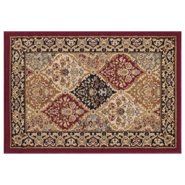 Tayse Rugs Sensation Border Red 2 ft. x 3 ft. Indoor Area Rug
