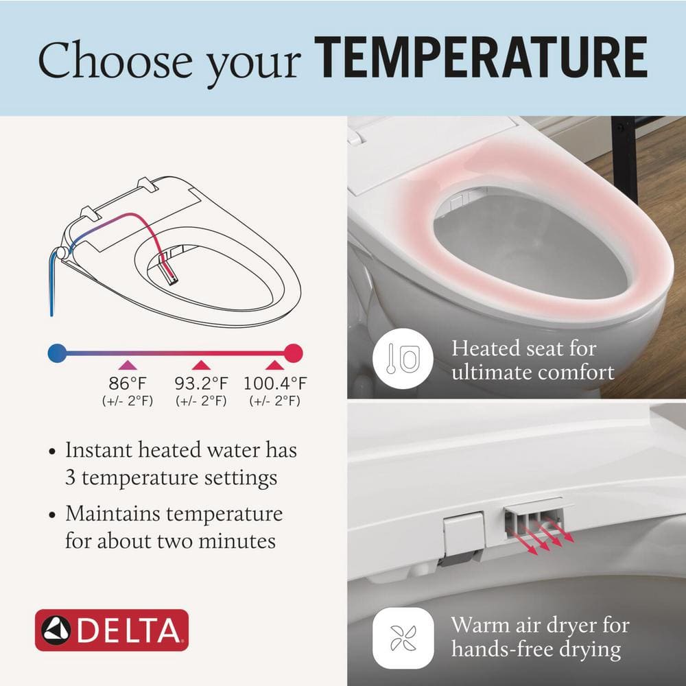 White Elongated Electric Bidet Toilet Seat with Remote