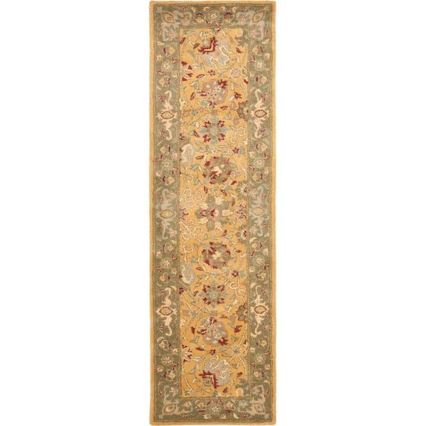 SAFAVIEH Antiquity Gold 2 ft. x 8 ft. Border Speckled Runner Rug