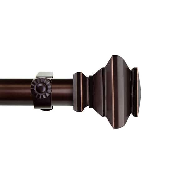 EMOH 48 in. - 84 in. Adjustable Single Curtain Rod 1 in. Dia in Bronze with Shea Finials