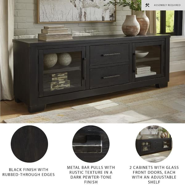 Signature DESIGN BY ASHLEY Galliden Black TV Stand Entertainment