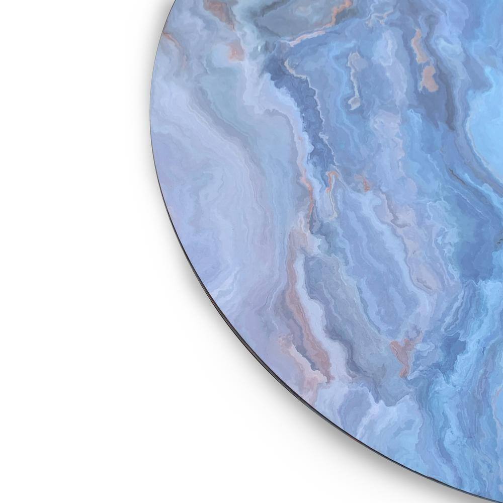 Navy Blue Marble Foil Cork Round Placemats Set of 2