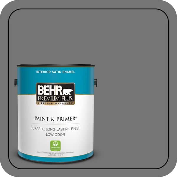 BEHR PREMIUM PLUS 1 gal. #N520-5 Iron Mountain Satin Enamel Low Odor Interior Paint & Primer
