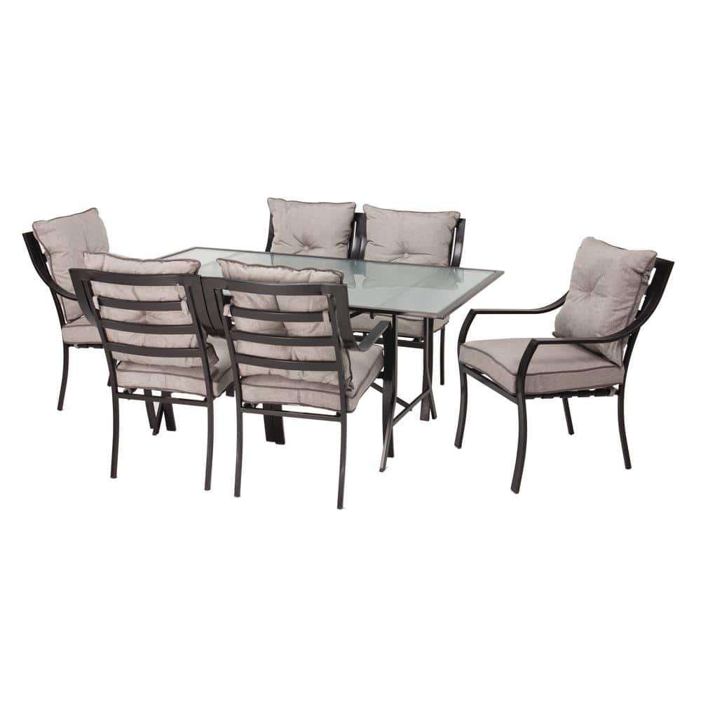 Gray 7-Piece Steel Patio Dining Set with Umbrella