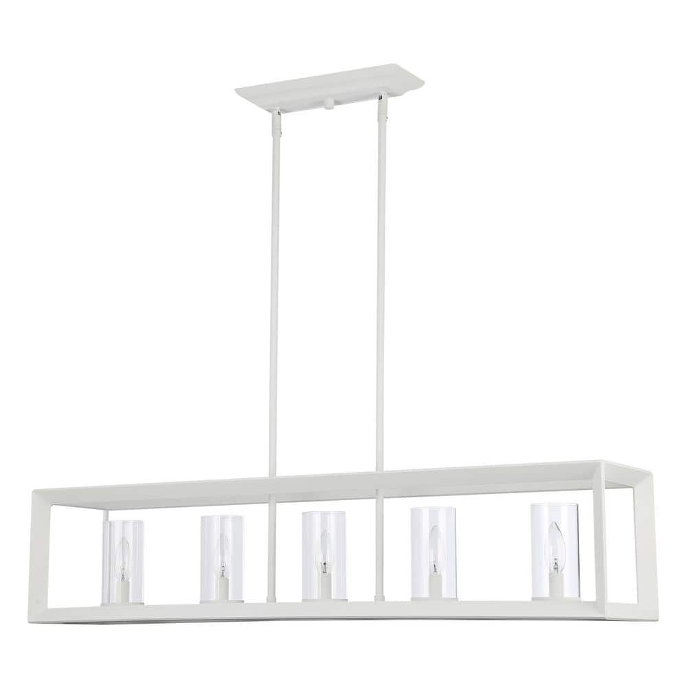 Smyth Natural White Glass 5-Light Linear Pendant