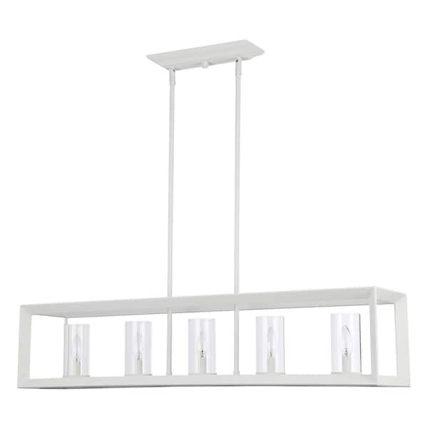 Smyth 60-Watt 5 Lights Natural White Lantern Pendant Light and No Shade, No Bulbs Included