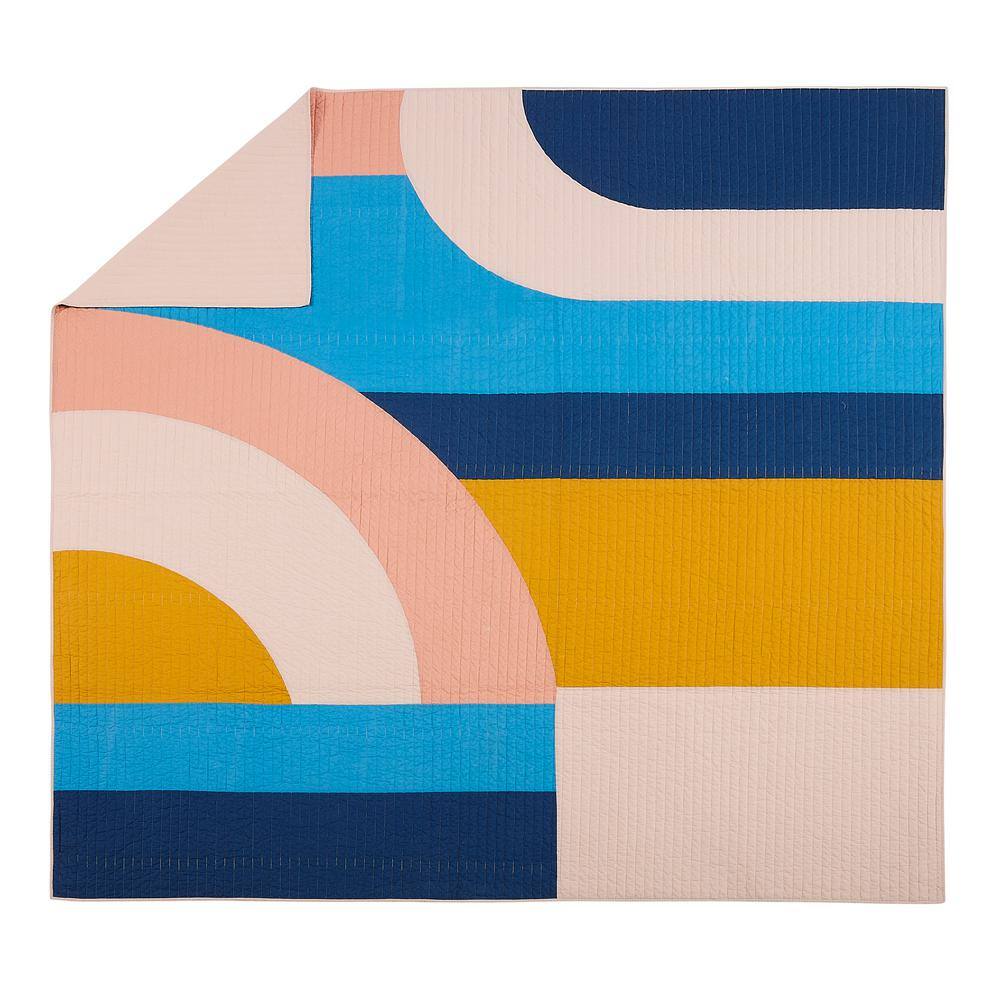 Modshapes Full Organic Cotton Reversible Quilt Set in Pink