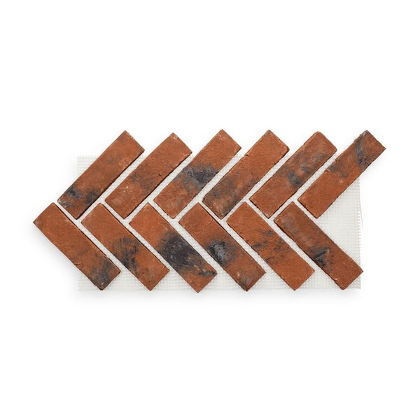 Brickwebb 28 in. x 12.5 in. x .5 in. Townmark Brick Sheets - Herringbone (Box of 5 Sheets)