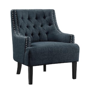 Bolingbrook Indigo Textured Upholstery Tufted Back Accent Chair