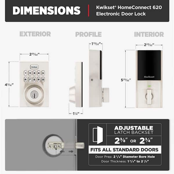 Kwikset HomeConnect 620 Satin Nickel Contemporary Z-Wave Long