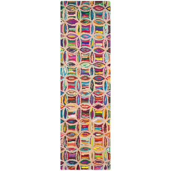 SAFAVIEH Nantucket Multi 2 ft. x 7 ft. Modern Circles Geometric Runner Rug