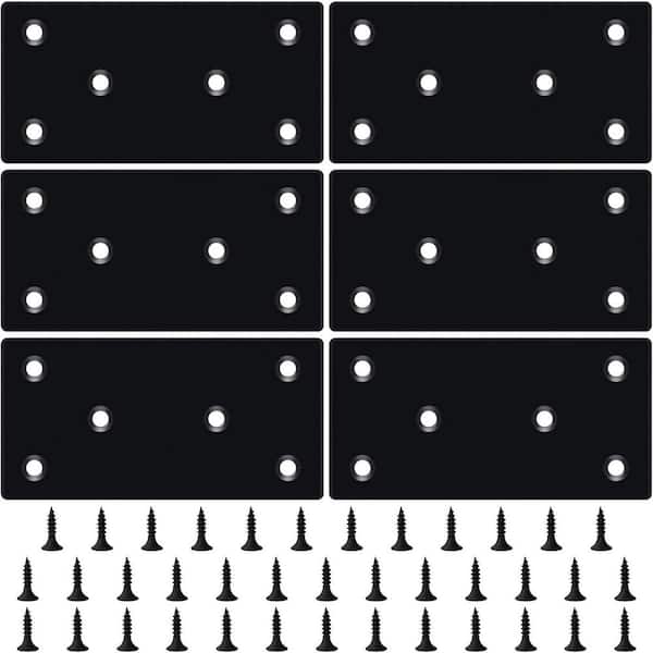 3.11 x 1.57 Inch 0.07-Guage Stainless Steel Flat Mending Plate with Holes for Wood Fixing 6-Pack with 36 Screws
