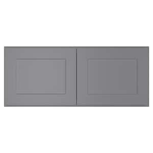 HOMEIBRO Newport Shaker Gray Ready to Assemble Wall Cabinet with 2 ...