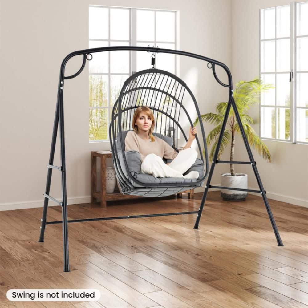 Black Heavy-Duty Metal Swing Stand with Reinforced Crossbars