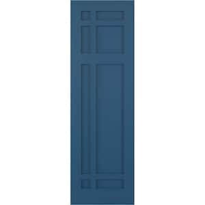 15 in. x 58 in. Flat Panel True Fit PVC San Juan Capistrano Mission Style Fixed Mount Shutters Pair in Sojourn Blue