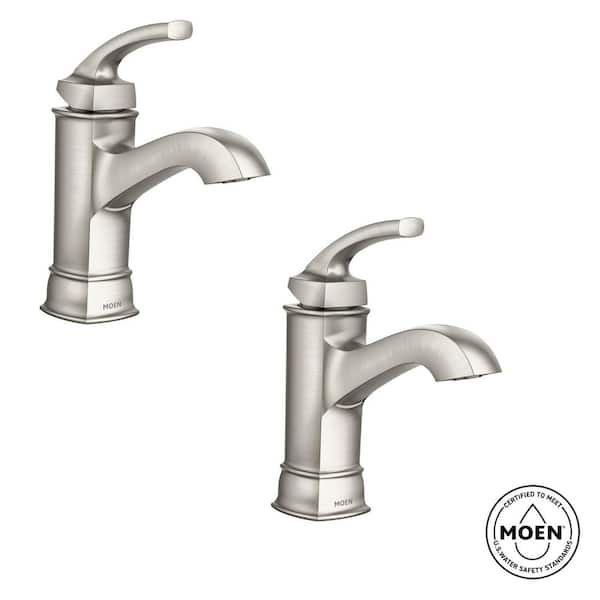 Hensley Single Handle Single Hole Bathroom Faucet in Spot Resist Brushed Nickel (2-Pack)