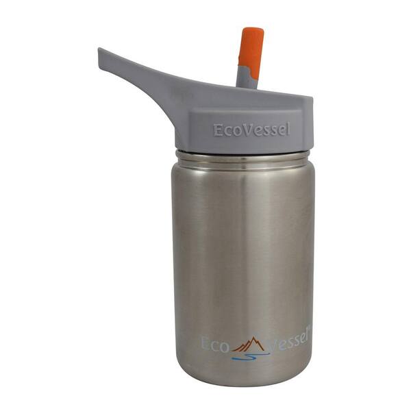 Eco Vessel 13 oz. Scout Kids Bottle with Straw Top - Silver Express