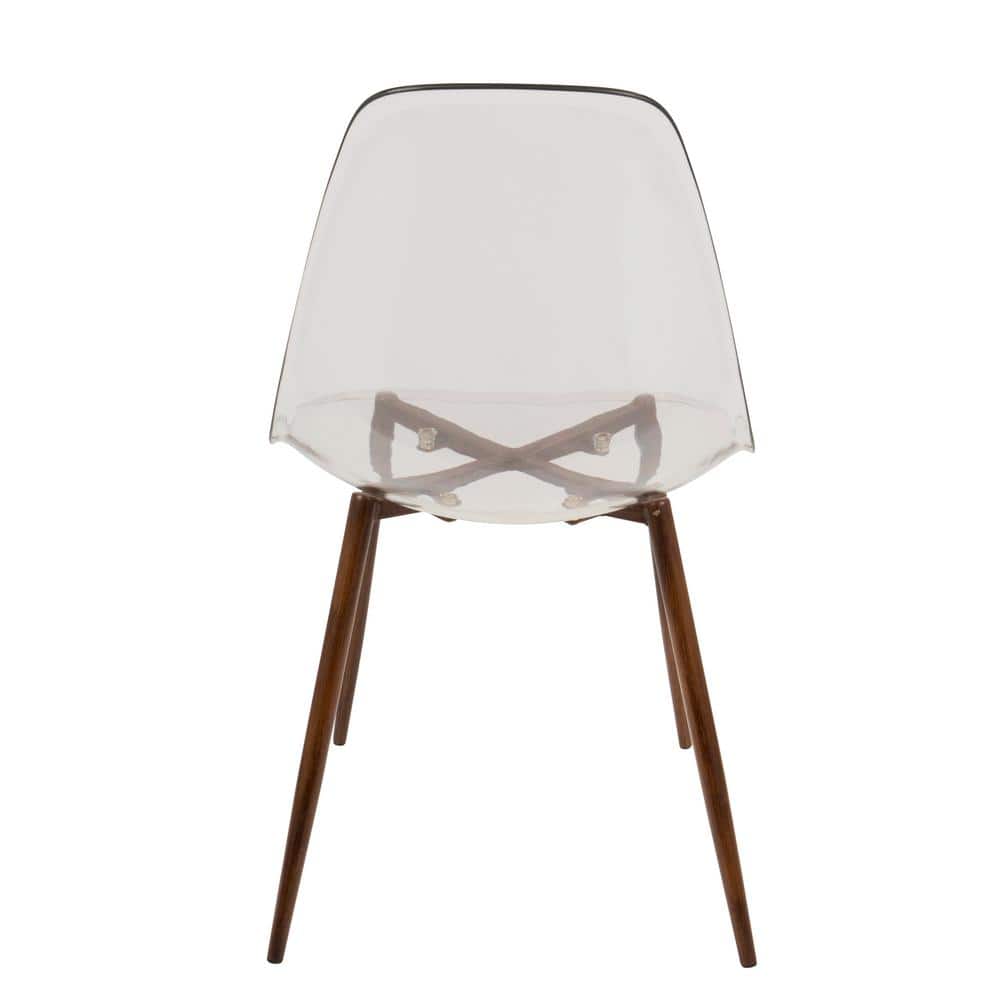 Clear Acrylic and Walnut Mid-Century Modern Side Chair
