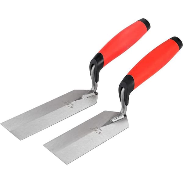 6x2 & 5x2 Margin Trowel Set with Ergonomic Grip Handle for Professional Masonry Flooring Concrete Cement Tile