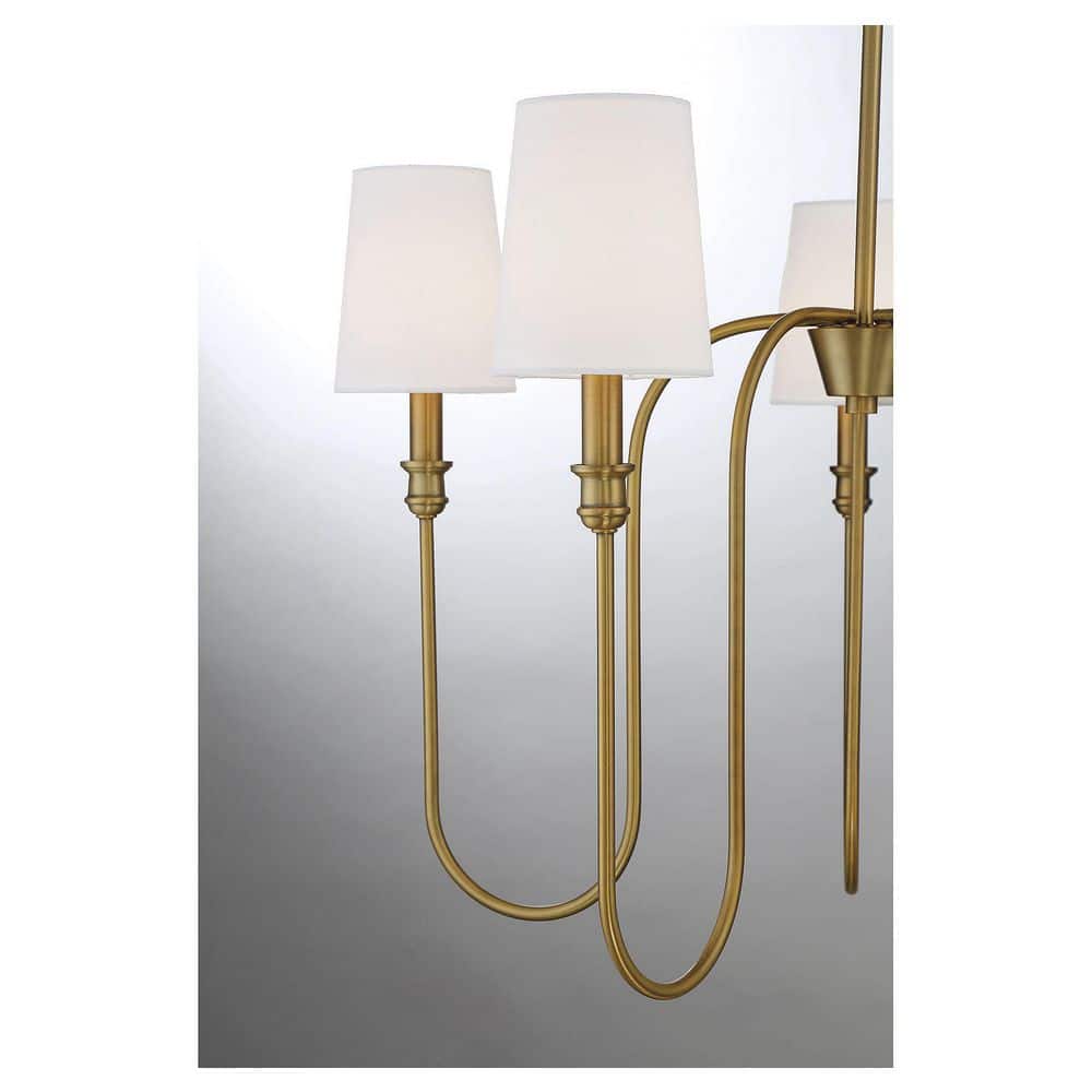 Elegant 5-Light Chandelier in Natural Brass with Adjustable Chain